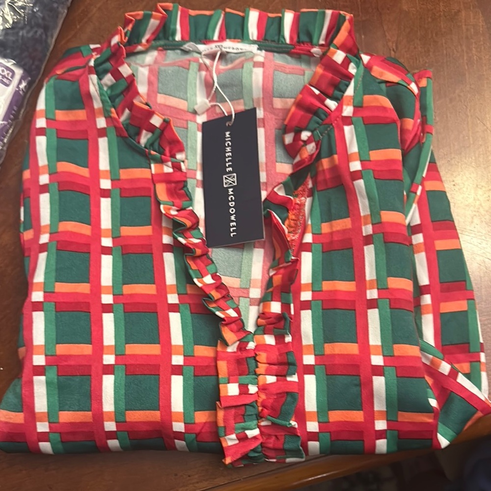 Michelle McDowell Festive Plaid Blouse